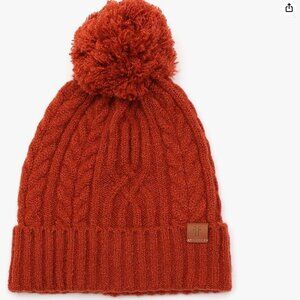 NWT Frye Men's Cable Beanie W/SELF POM, Brick Red